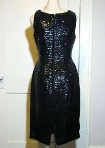 Vintage 1960s Black Sequined Wiggle Dress~Evening Show Stopper 