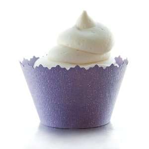  Glitter Orchid Purple Sparkling Cupcake Wrappers   Set of 