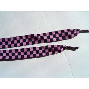  Fashion Shoe Laces   Pink / Black Checkered 38 #903 