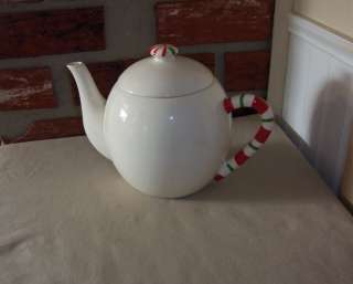 TAG PEPPERMINT CANDY   HOLIDAY  2 PIECE CERAMIC TEAPOT  