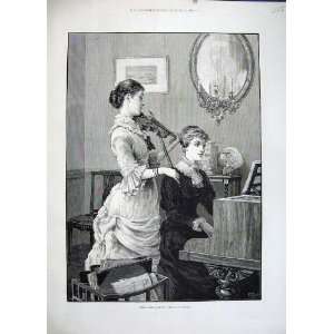   1883 Fine Art Beautiful Women Music Violin Piano Dadd