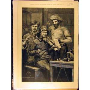    1882 Home Craft Fine Art Old Print Music Violin Men