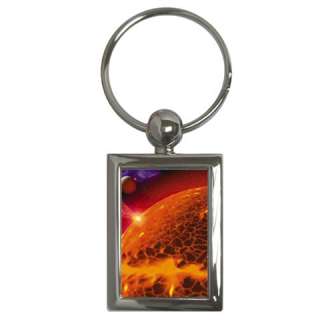 Planet of Fire Space Fantasy Key Chain Chrome  
