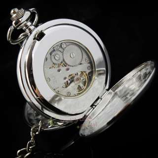 Rare Silver Mechanical Mens Pocket Watch Clock Polish  