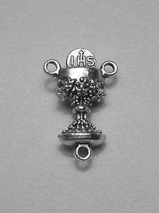 Base Metal Silver Finish Chalice Rosary Centerpiece  