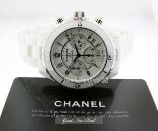 NEW CHANEL J12 AUTO WHITE CERAMIC CHRONO 41MM H1007  