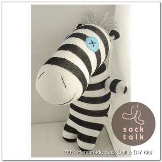 100% Handmade Sock Zebra Stuffed Animals Doll Baby Toy  