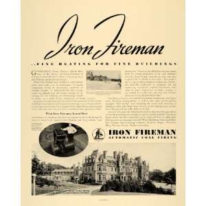   Ad Iron Fireman Automatic Coal Firing Chorley Park   Original Print Ad