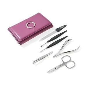 Manicure Set in Pink Leather Case. Made by Niegeloh in Solingen 