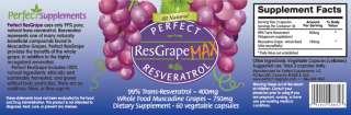 Perfect ResGrape MAX   99% Pure Trans Resveratrol 094922488343  
