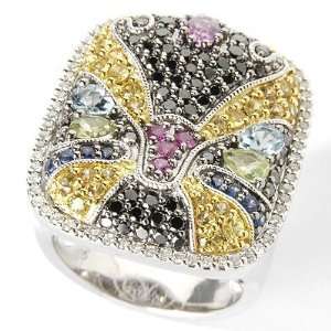  14K White Gold Multi Gemstone & Diamond Ring Jewelry
