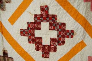   Signature Patch Antique Quilt ~NICE Cheddar Gating & Early Browns