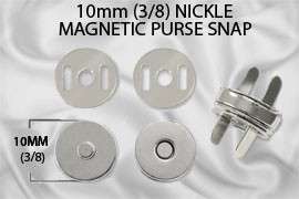 10mm (3/8) Nickel Magnetic Purse Snap / Closure 10pcs  