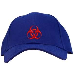    Biohazard Symbol Embroidered Baseball Cap   Royal 