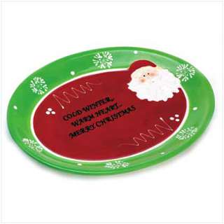 Christmas Snowflake Santa Claus   12 Serving Plate  