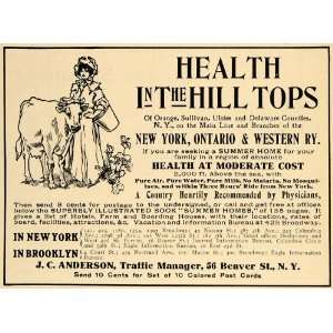 1907 Ad New York Ontario Western Railway Health Trips   Original Print 