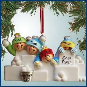  Personalized Christmas Ornaments   Snowball Fight Family 