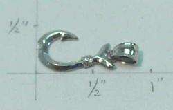 14K WHITE GOLD 2 SIDED SMALL FISH HOOK CHARM/PENDANT  
