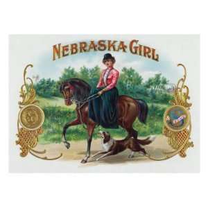  Nebraska Girl Brand Cigar Box Label Premium Poster Print 