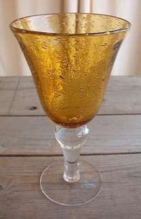 Glass Goblet Wine Amber Gold Brown Blown Tall HUGE  