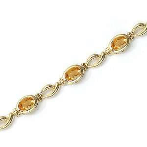   Citrine Link Bracelet in 14K Yellow Gold (6x4mm) Allurez Jewelry