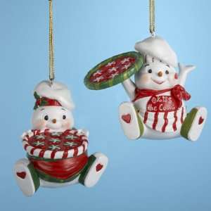   12 Snow Dudes Pizza Chef Snowman Christmas Ornaments