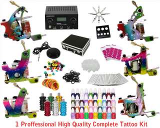 Complete Pro Tattoo Kits 6 Machine Gun 40 Ink 100 Needle Power 