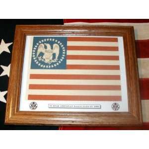    Framed, 34 star American Eagle Civil War era Flag 