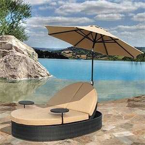  Solana Double Chaise Lounge and Umbrella All weather Resin 