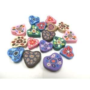  20 Fimo Polymer Clay Heart Beads 15mm 20mm Assorted Colors 