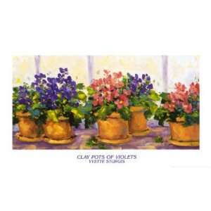  Clay Pots Of Violets Poster Print