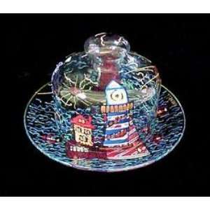  Lively Lighthouses Design   Hand Painted   Cheese Dome and 