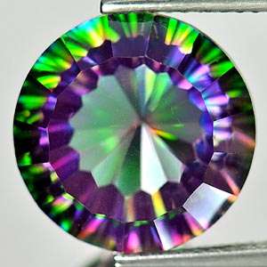 Round Concave Cut 8.00 Ct. Natural Mystic Green Quartz Gemstone From 