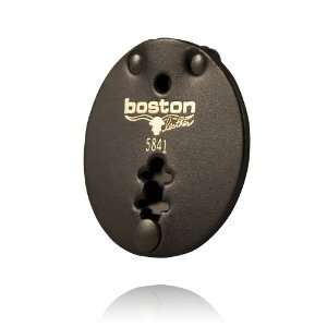 Boston Leather Round Clip on Badge Holder Plain Finish (Black Leather)