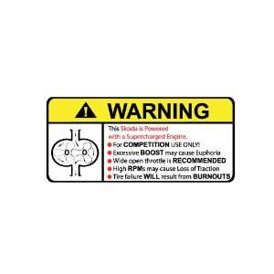  Skoda Supercharger Type II Warning sticker decal 