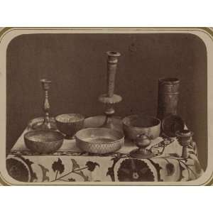   posuda,metal tableware,candlesticks,ladles,1865