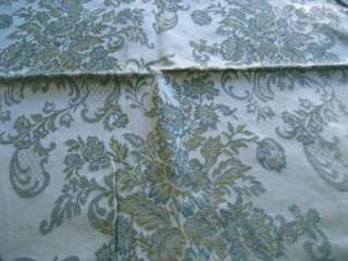 SILVERY BLUE VINTAGE DAMASK UPHOLSTERY FABRIC 1950S CLASSIC DESIGN 