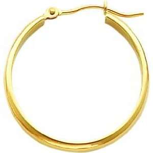  14K Yellow Gold Hoop Earrings Polished Ear Jewelry K 