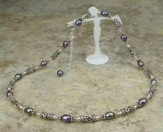   cultured fresh water pearl handcraft Bali silver necklace  