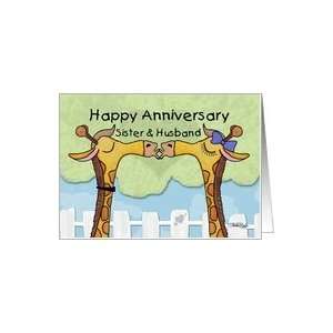  Happy Anniversary to Sister and Husband  Kissing Giraffes 