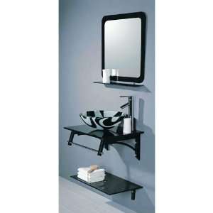   Wall Hung Sink with Mirror, Faucet, Drain & Trap