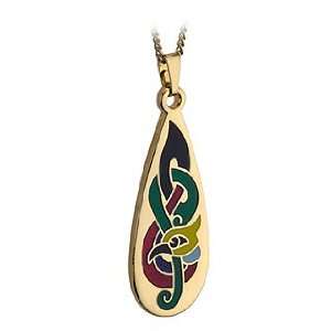   Plated and Enamel Tear Drop Necklace   Multicolored   Made in Ireland
