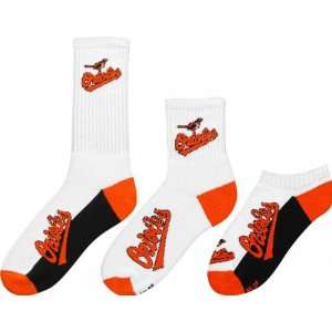  Baltimore Orioles Mens 3 Pair Sock Pack Sports 