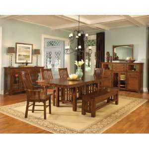   Solid Oak Trestle Dining Set with Storage Bench