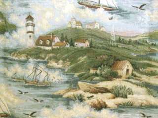 Fabric Shower Curtain Nautical Lighthouse Heavy Tapestry Wall Hanging 