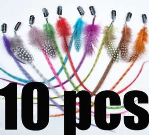 10piece ,clip feather synthetic hair extension in total colorful 