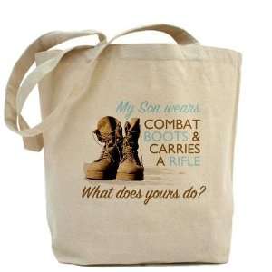  My Son Wears Combat Boots Military Tote Bag by  
