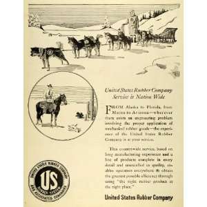  1919 Ad United States Rubber Alaska Dog Sled Cowboy Engineer Husky 