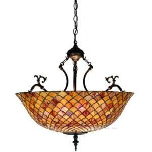  Amber and Burgundy Fish Scale Inverted Pendant Lighting 