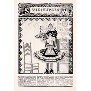  1931 Ad Cross Stitch Spain Tourism Travel Spanish Girl 